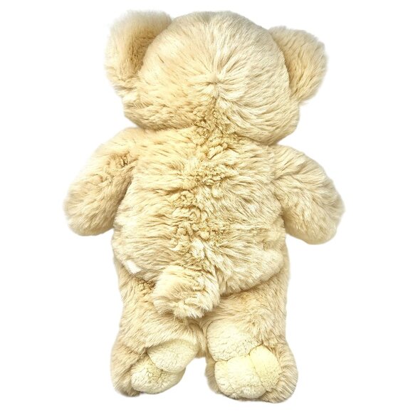 Vintage Plush Teddy Bear Beige With Puffy Green & Floral Bow Tie Unbranded  18" - Picture 6 of 6